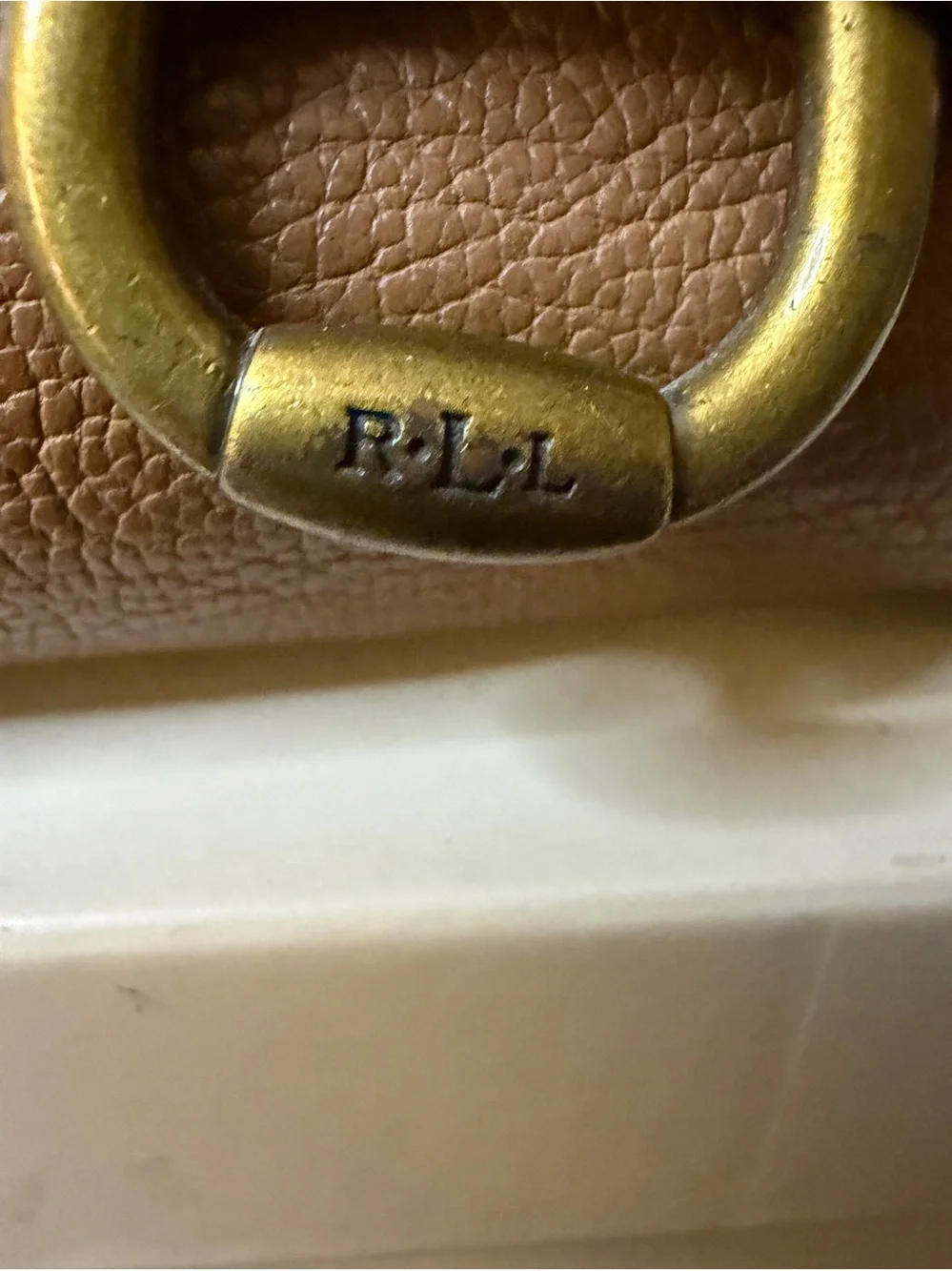 Leather Lauren Ralph Lauren, Satchel Handbag in Cognac Tan with Detachable Strap